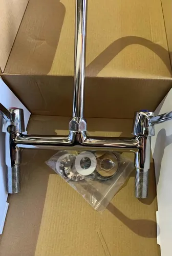 Llave Lavaplatos Combinacion Quirofano Accionar Con Codos Plateado Cromado - Imagen 4