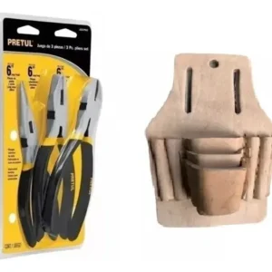 Set De 3 Alicates Pretul + Estuche Electricista