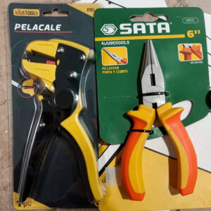 Alicate Pelacables Uyustools + Alicate Punta Y Corte Sata Amarillo Y Negro (pelacables), Amarillo Y Naranja (alicate Punta)