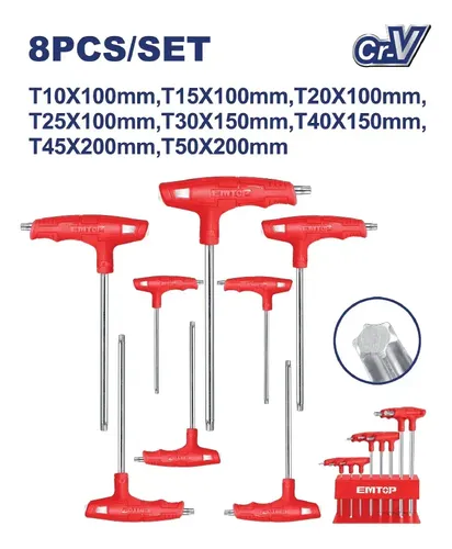 Pack 8 Llaves Allen Torx En T Profesionales Rojo - Imagen 4