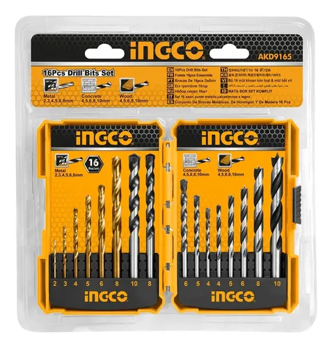 Set 16 Brocas Madera Metal Concreto Ingco Akd9165 - Imagen 6