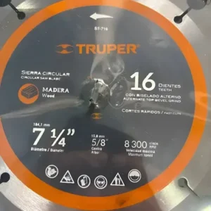 Disco Sierra P/madera 7-1/4 PuLG 16 Dientes,cent.5/8'' 18298