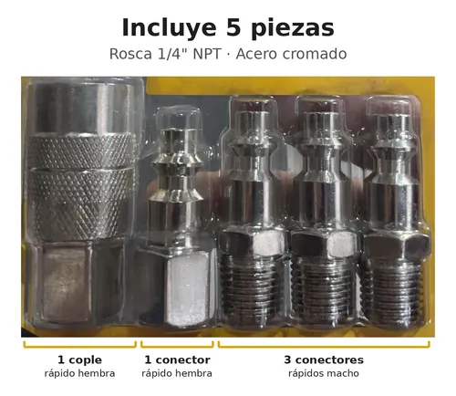 Juego 5 Acoples Rápidos 1/4 Npt Compresor Uyustools Aco5fu - Imagen 3