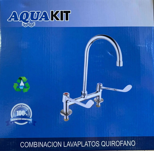 Llave Lavaplatos Combinacion Quirofano Accionar Con Codos Plateado Cromado - Imagen 2