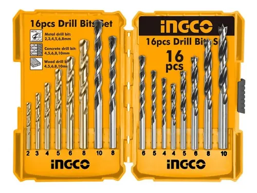 Set 16 Brocas Madera Metal Concreto Ingco Akd9165