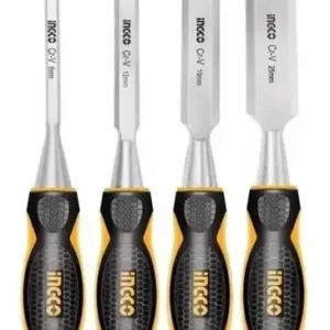 Set Formones Para Madera 4 Piezas Ingco + Escuadra Rápida