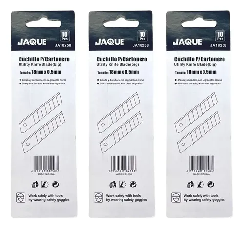 Pack 30 Repuestos Cuchillo Cartonero 0.5x18mm Jaque - Imagen 2