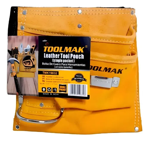 Coleto Carpintero Toolmak Con 4 Compartimiento Y Gancho Cafe Claro
