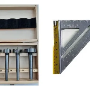 Set 5 Brocas Forstner  Bisagra, Muebles + Escuadra Rápida 7p