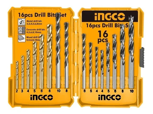 Set 16 Brocas Madera Metal Concreto Ingco Akd9165 - Imagen 4