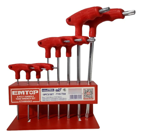 Pack 8 Llaves Allen Torx En T Profesionales Rojo - Imagen 5