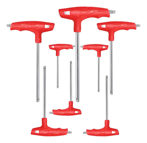 Pack 8 Llaves Allen Torx En T Profesionales Rojo